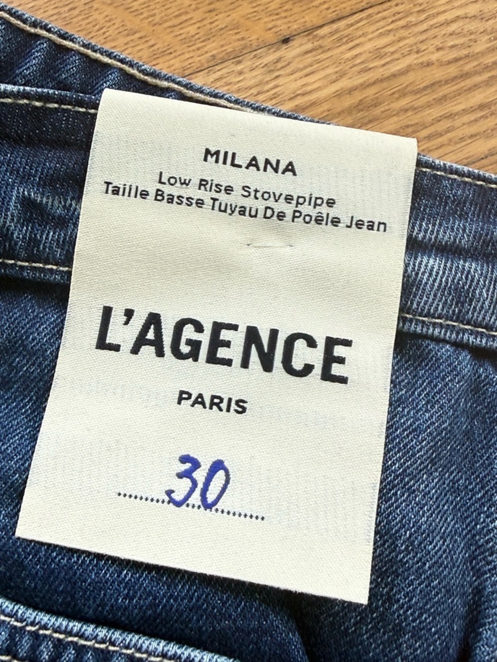 L’Agence Milana Low Rise Stovepipe Arco Blue Jeans Denim Fray NWT Size 30 $295 - Picture 3 of 6